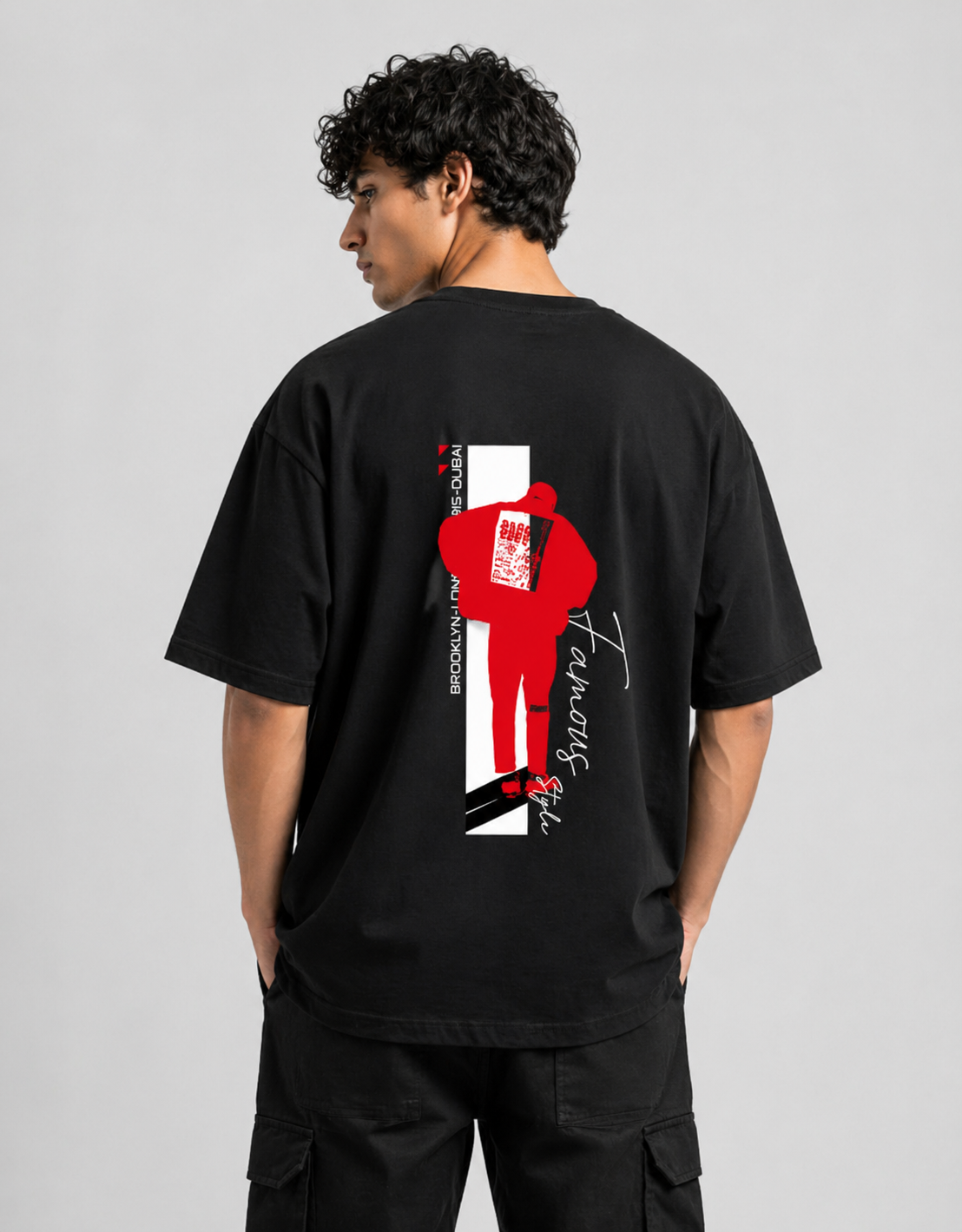Roadless Oversized Black Tee – Futuristic Streetwear Edition