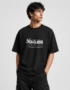 Roadless Oversized Black Tee – Futuristic Streetwear Edition